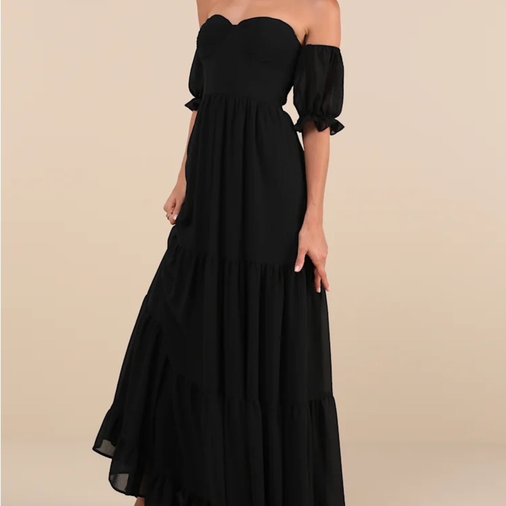 Chiffon Off-the-Shoulder Formal Black Tie Wedding | Bridesmaid